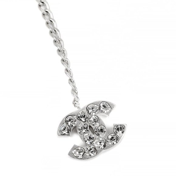 Chanel Silver Crystal Heart Belt Necklace main image 4
